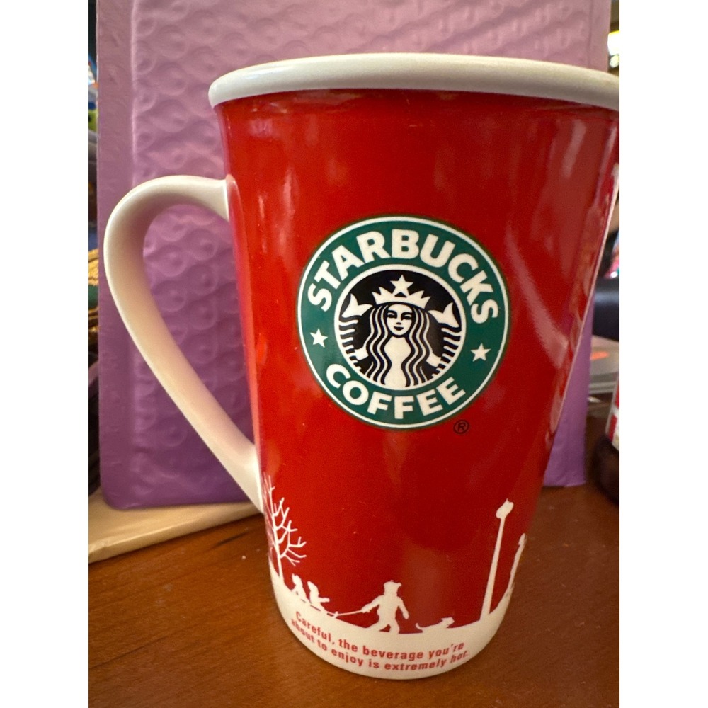 Starbucks Holiday 2006 Coffee Mug Red White 12 fl oz